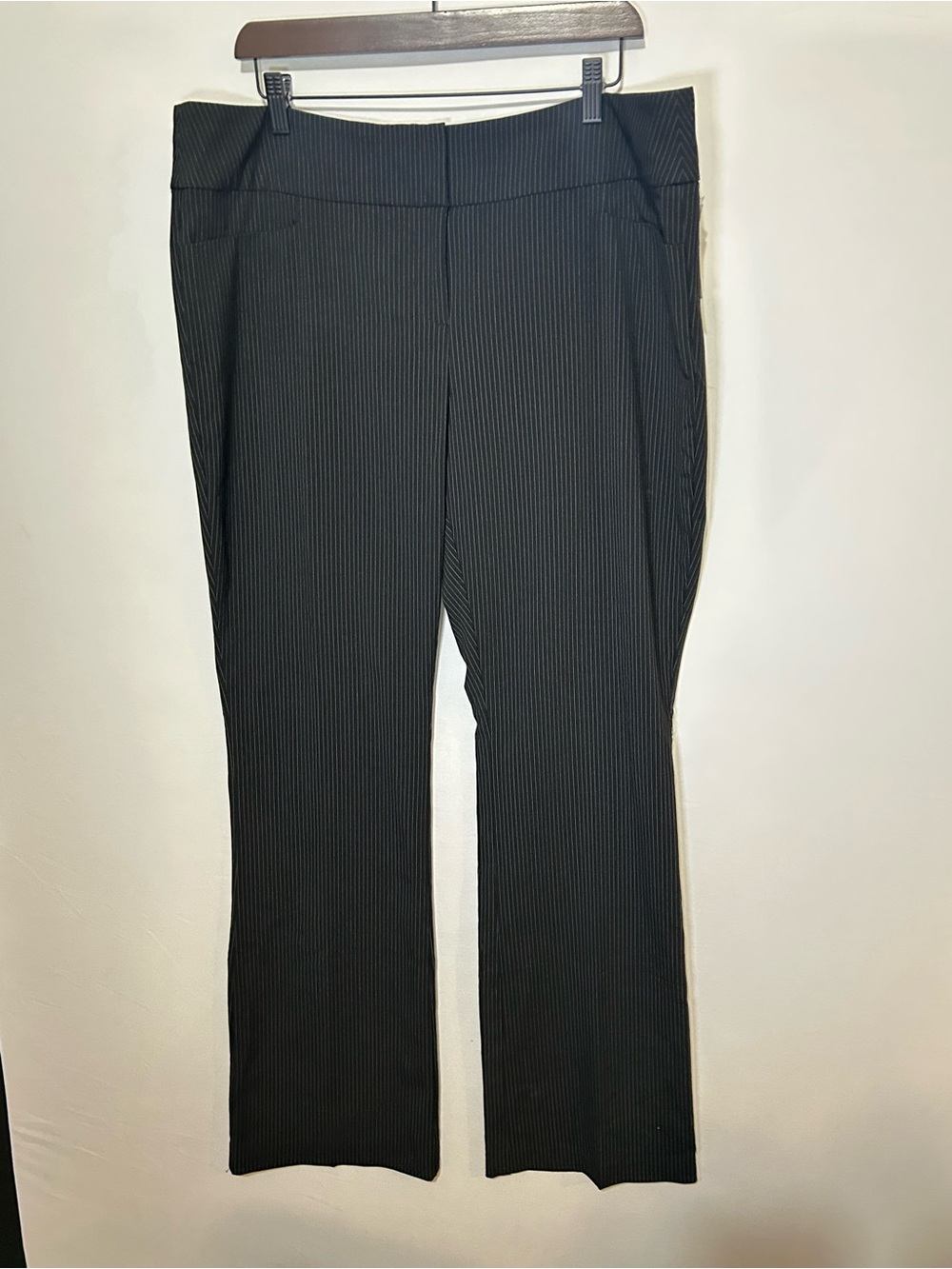 NWT Ricki’s Curvy Fit Black Pinstripe Bootcut Dress Pants 14 Long - Picture 2 of 9